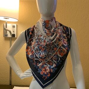 Gucci Floral Scarf - White, Navy, and Orange